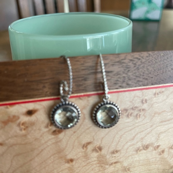 Pandora sterling and faceted crystal quartz earrings. 1 1/2”. Compose Collection - Picture 3 of 6